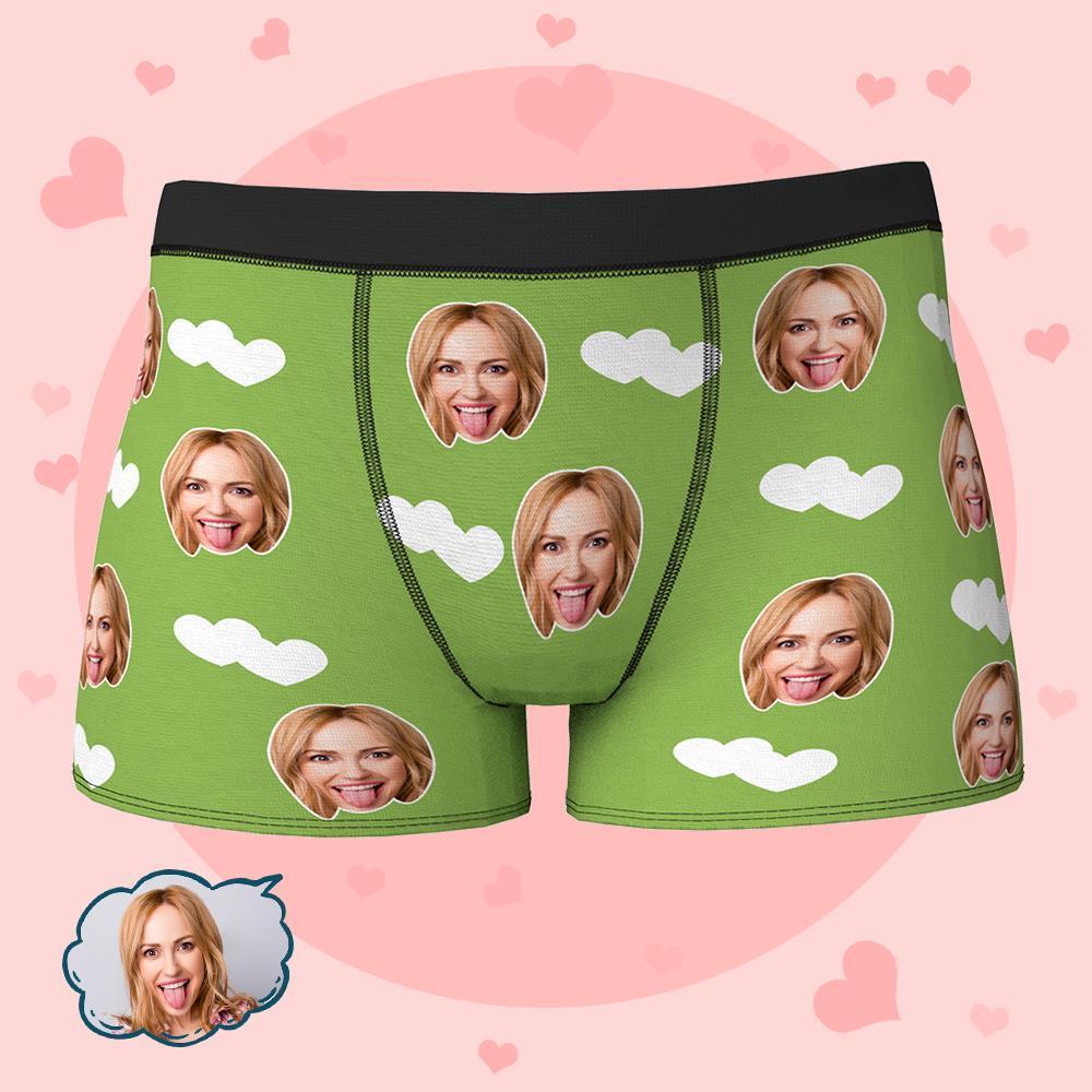 Custom Face Boxers Shorts Love Hearts Personalized Men's Boxer Briefs Valentine's Day Gift - MyFaceBoxer