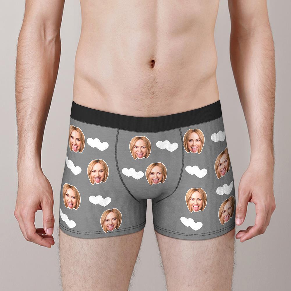 Custom Face Boxers Shorts Love Hearts Personalized Men's Boxer Briefs Valentine's Day Gift - MyFaceBoxer