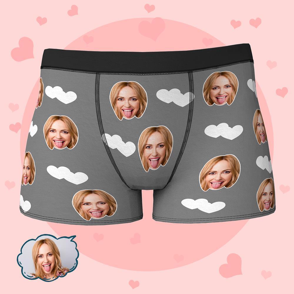 Custom Face Boxers Shorts Love Hearts Personalized Men's Boxer Briefs Valentine's Day Gift - MyFaceBoxer