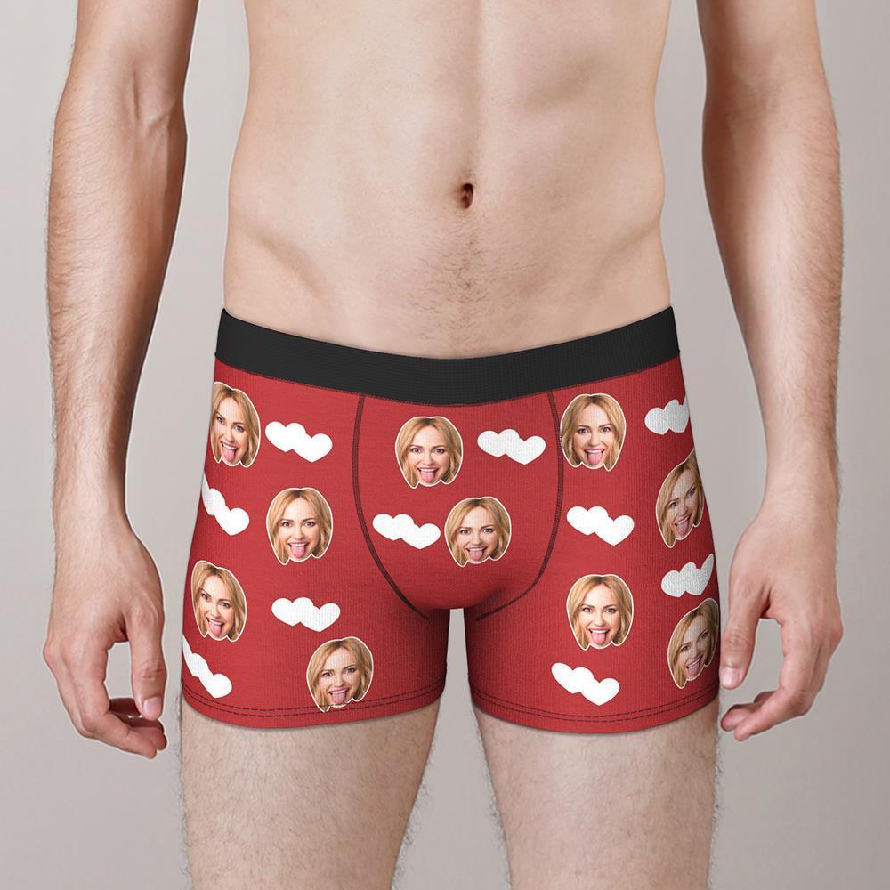 Custom Face Boxers Shorts Love Hearts Personalized Men's Boxer Briefs Valentine's Day Gift - MyFaceBoxer