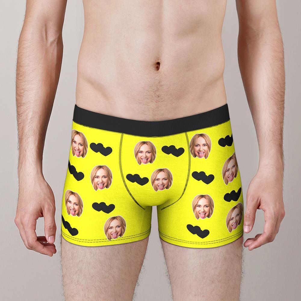 Custom Face Boxers Shorts Love Hearts Personalized Men's Boxer Briefs Valentine's Day Gift - MyFaceBoxer