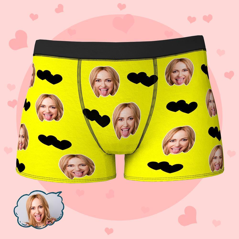 Custom Face Boxers Shorts Love Hearts Personalized Men's Boxer Briefs Valentine's Day Gift - MyFaceBoxer