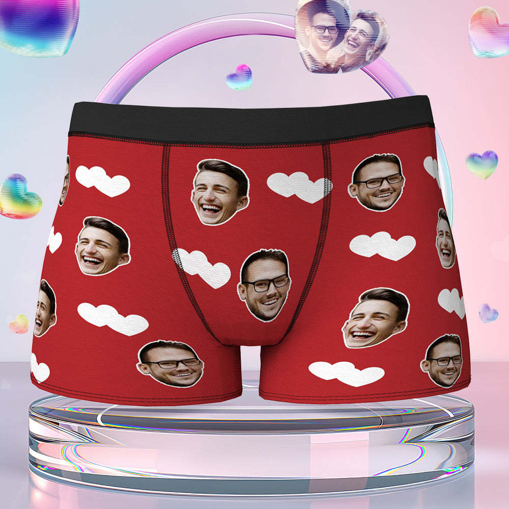 Custom Face Boxers Shorts Love Hearts Personalized Men's Boxer Briefs Personalized LGBT Gifts - MyFaceBoxer
