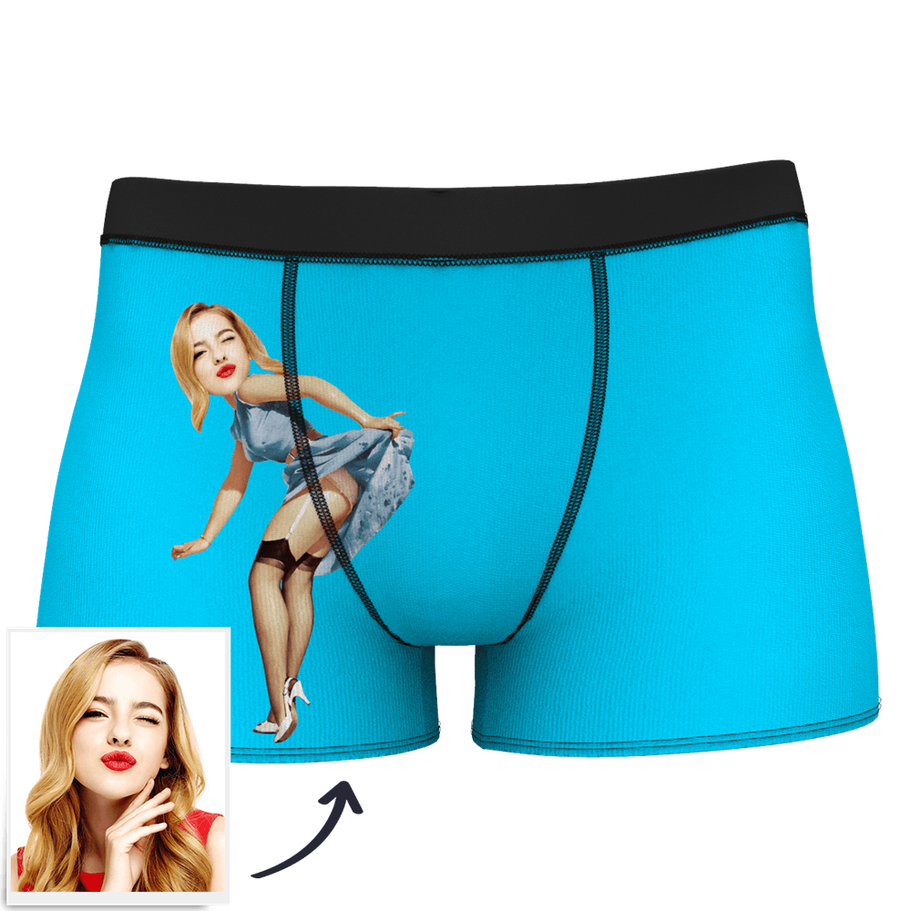 Men's Custom Face On Body Boxer Shorts - Pick up skirt - Funny Face Boxer - MyFaceBoxer