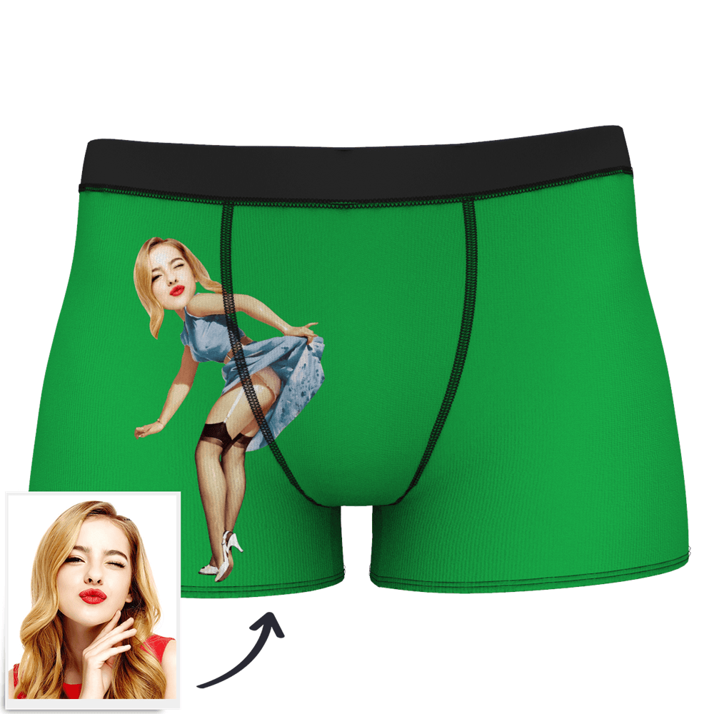 Men's Custom Face On Body Boxer Shorts - Pick up skirt - Funny Face Boxer - MyFaceBoxer