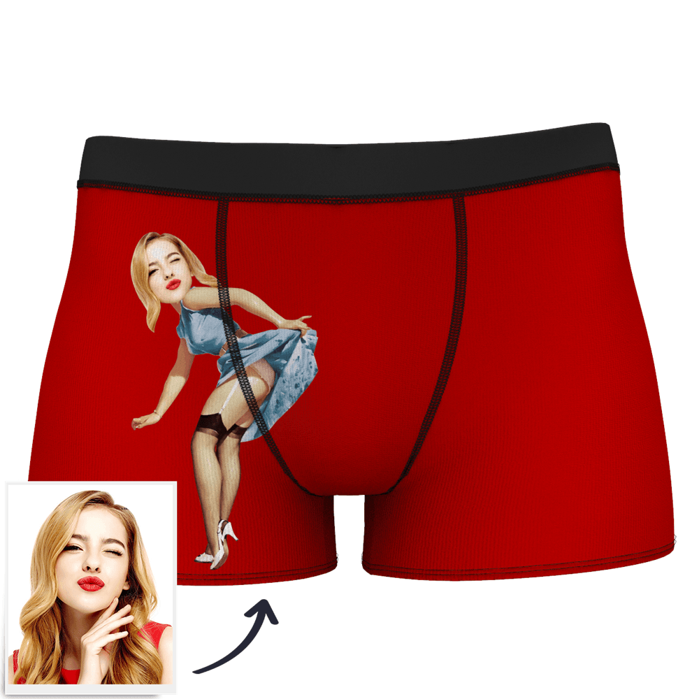 Men's Custom Face On Body Boxer Shorts - Pick up skirt - Funny Face Boxer - MyFaceBoxer