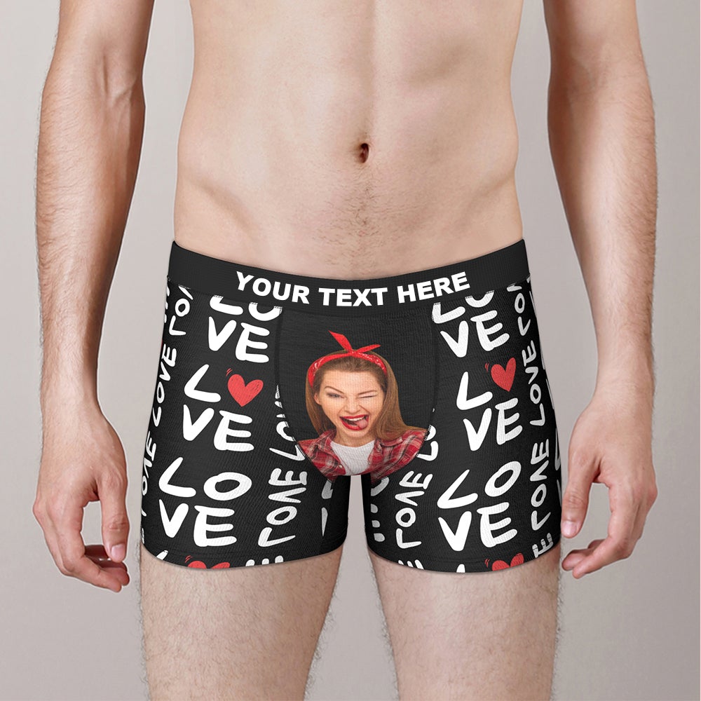 Custom Photo Boxer Briefs Love You Valentine's Day Gift for Him - MyFaceBoxer