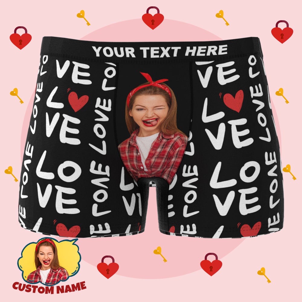 Custom Photo Boxer Briefs Love You Valentine's Day Gift for Him - MyFaceBoxer