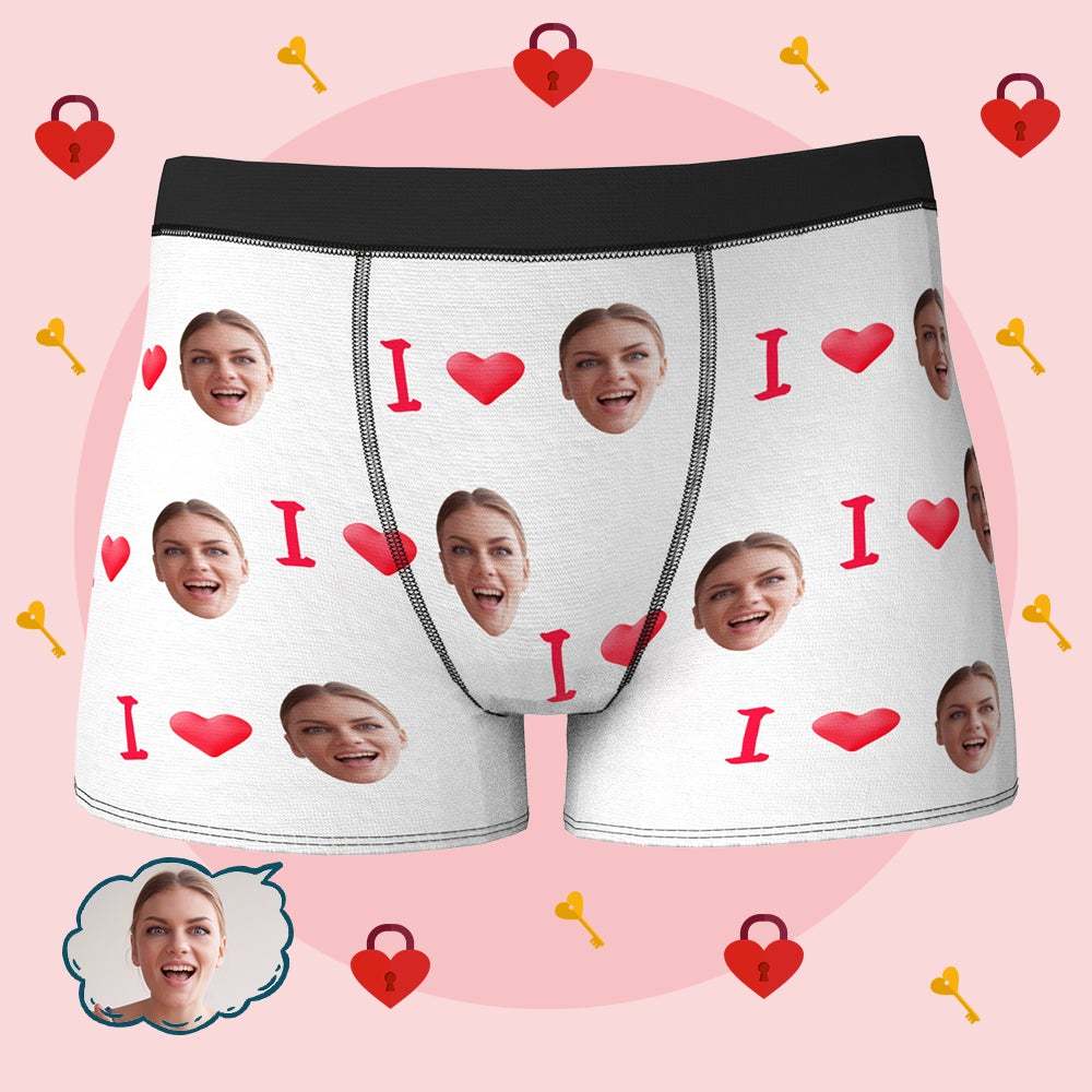 Custom I Love Your Face Boxer Briefs Gift for Him Wedding Gift - MyFaceBoxer