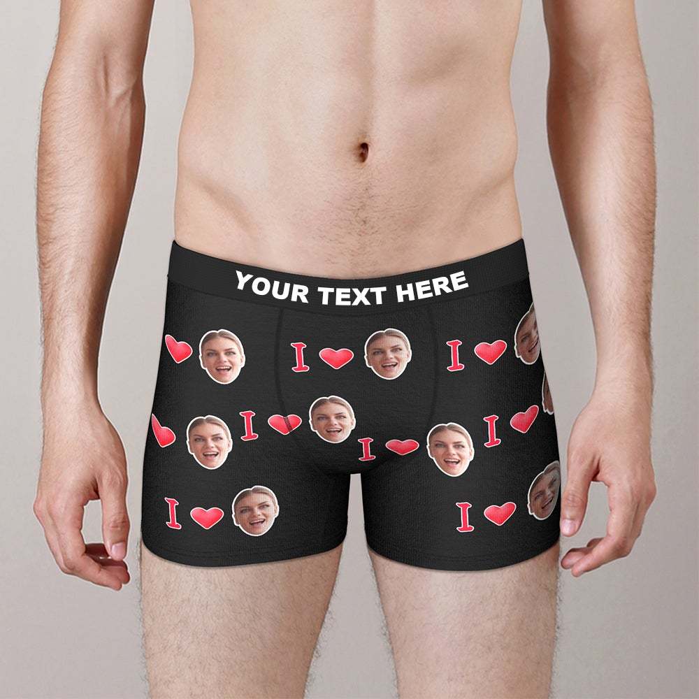 Custom I Love Your Face Boxer Briefs Gift for Him Wedding Gift - MyFaceBoxer