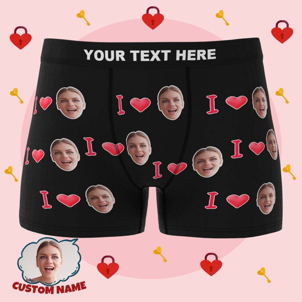 Custom I Love Your Face Boxer Briefs Gift for Him Wedding Gift - MyFaceBoxer