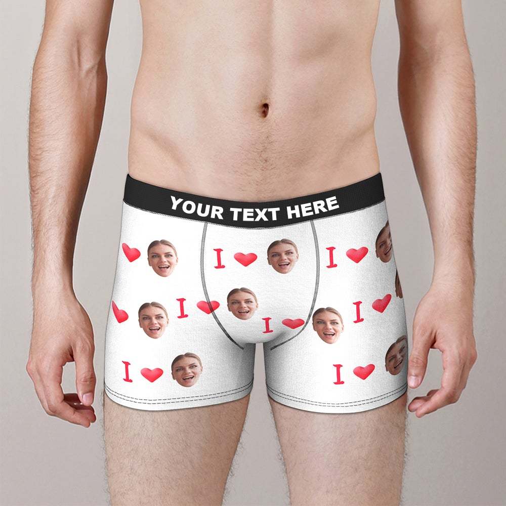 Custom I Love Your Face Boxer Briefs Gift for Him Wedding Gift - MyFaceBoxer