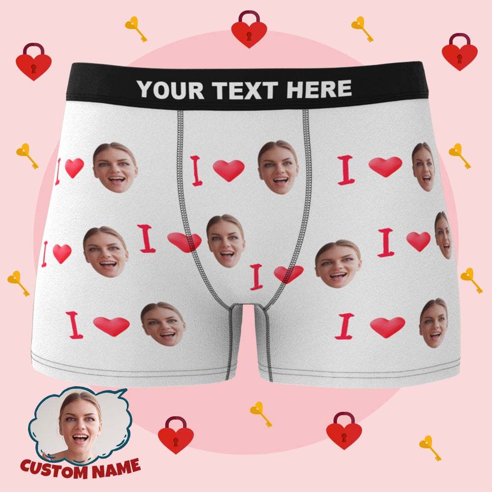Custom I Love Your Face Boxer Briefs Gift for Him Wedding Gift - MyFaceBoxer