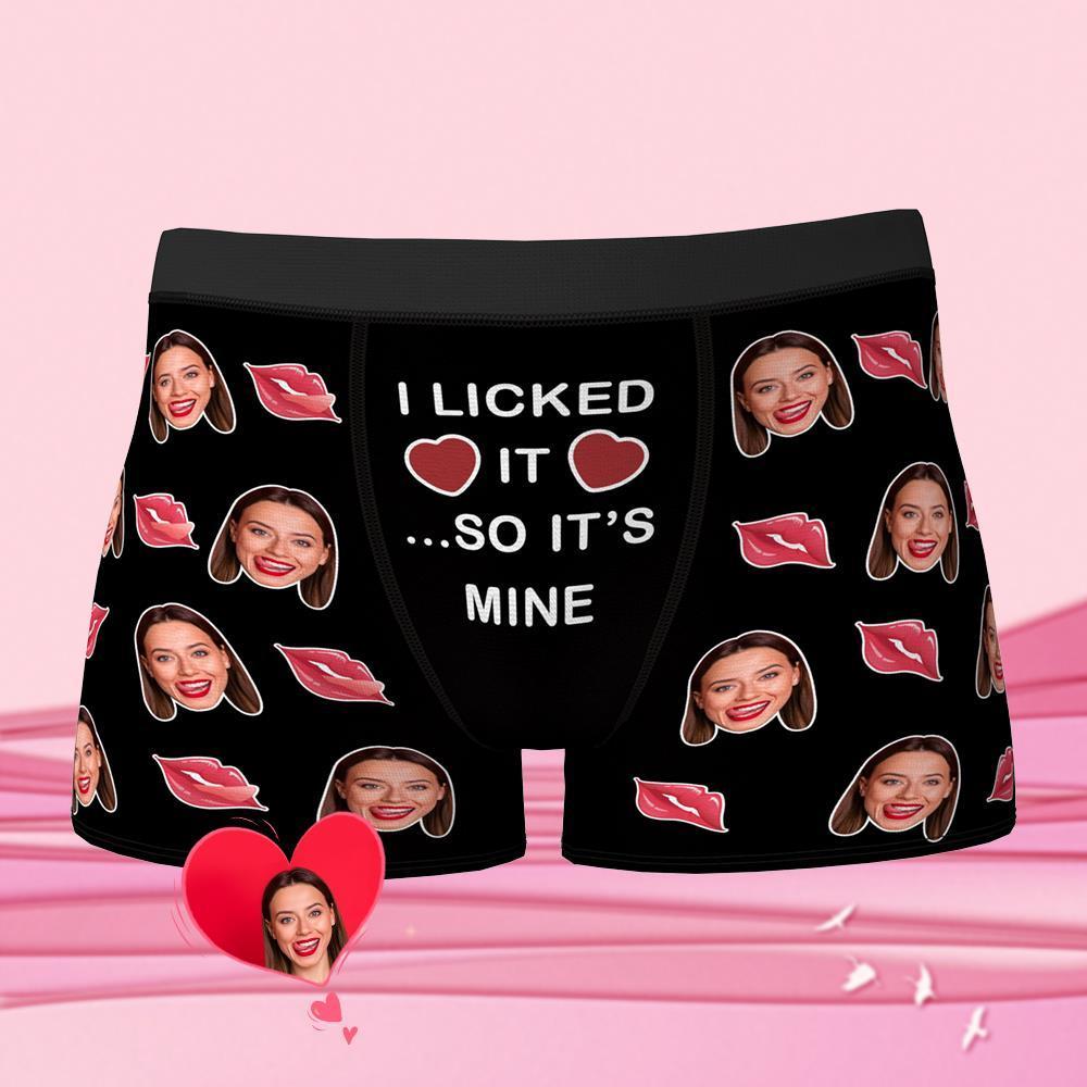 Custom Face Boxer I Licked It So It's Mine Underwear Valentine's Day Gift for Boyfriend - MyFaceBoxer