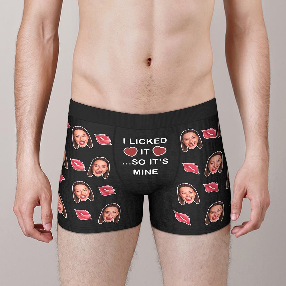 Custom Face Boxer I Licked It So It's Mine Underwear Valentine's Day Gift for Boyfriend - MyFaceBoxer