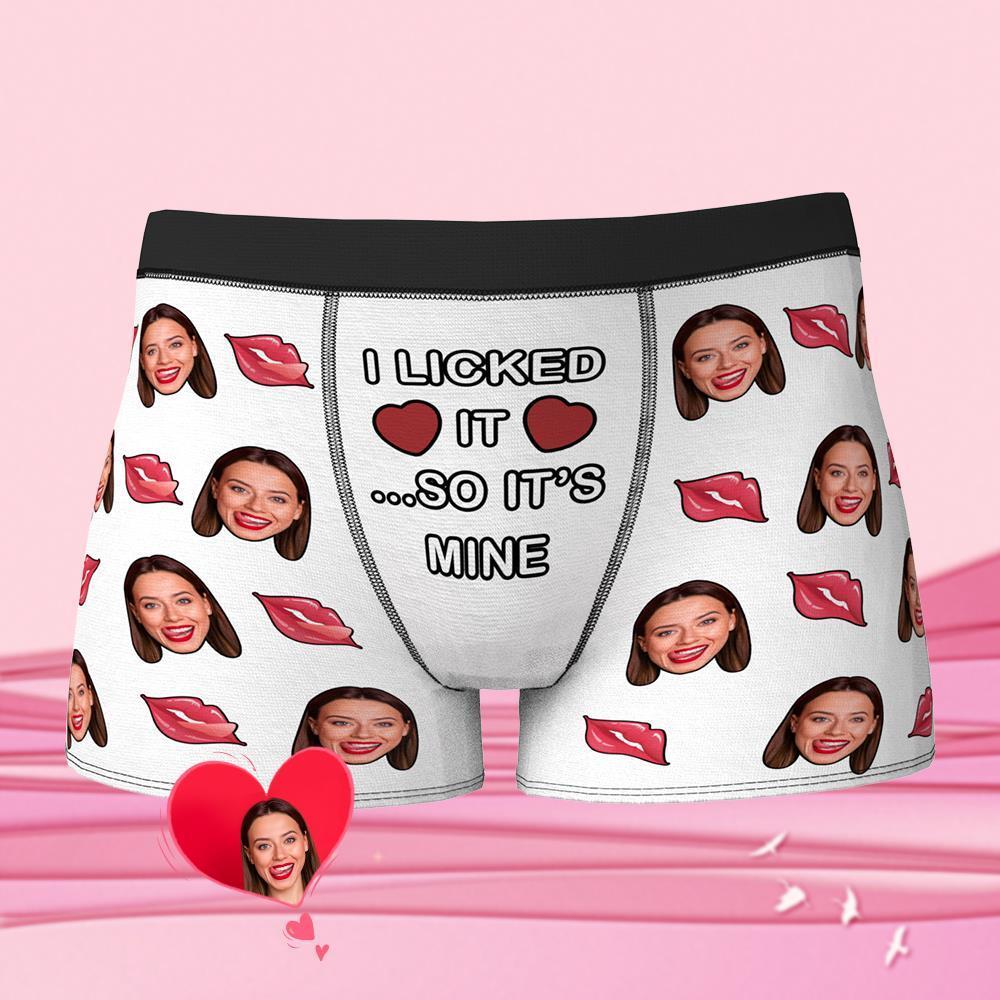 Custom Face Boxer I Licked It So It's Mine Underwear Valentine's Day Gift for Boyfriend - MyFaceBoxer