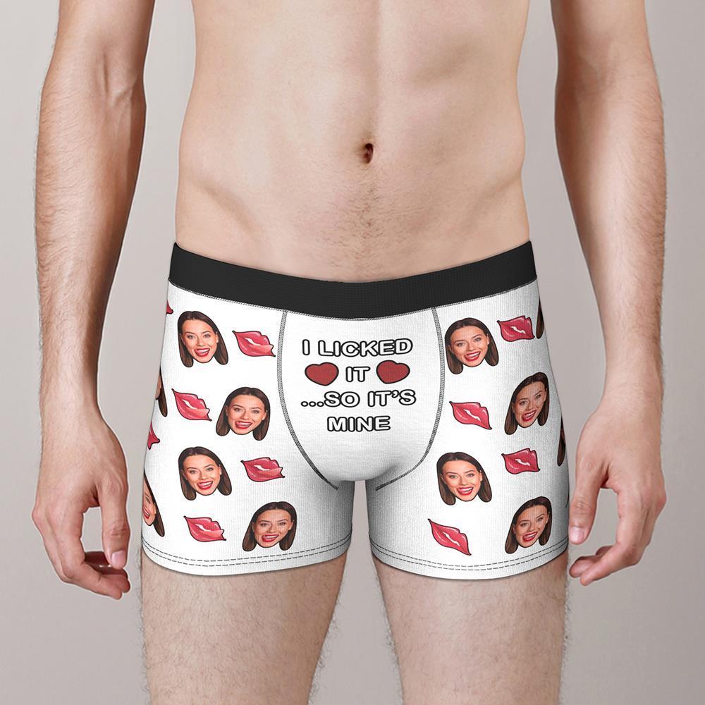 Custom Face Boxer I Licked It So It's Mine Underwear Valentine's Day Gift for Boyfriend - MyFaceBoxer