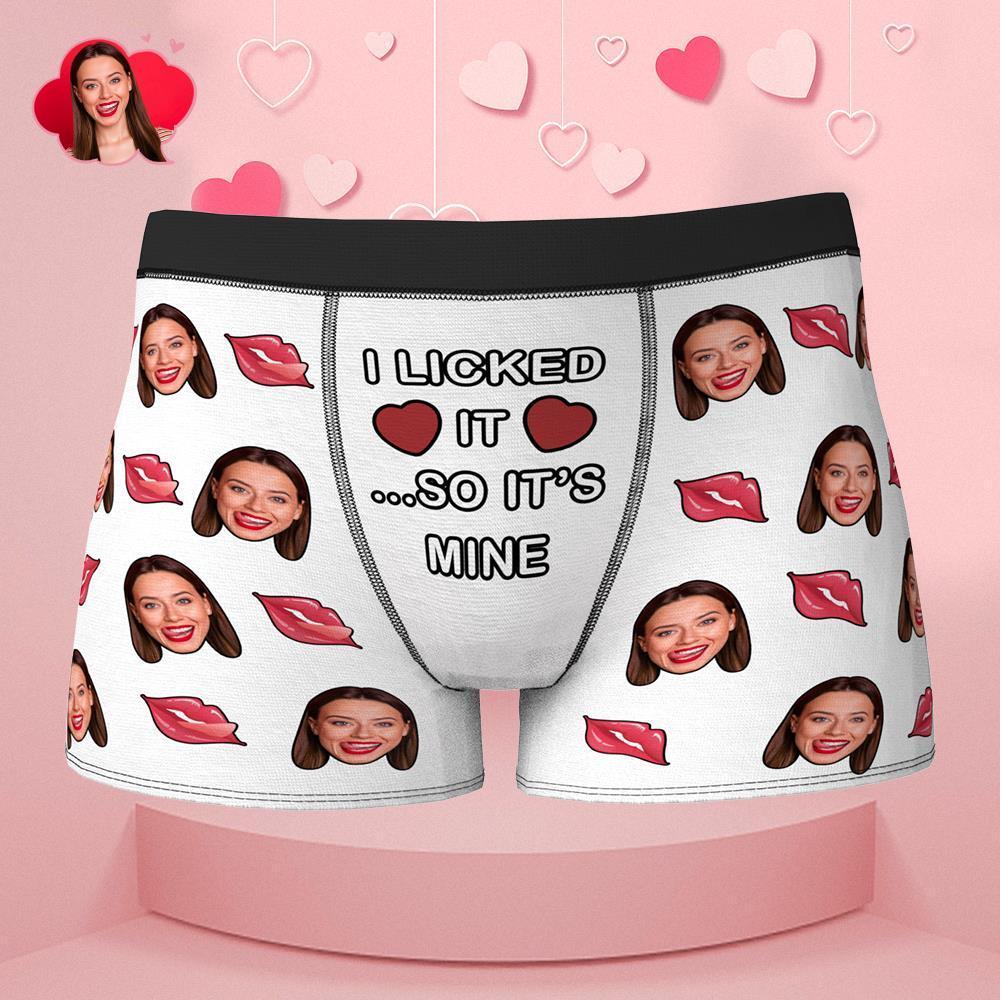 Custom Face Boxer I Licked It So It's Mine Underwear Valentine's Day Gift for Boyfriend - MyFaceBoxer