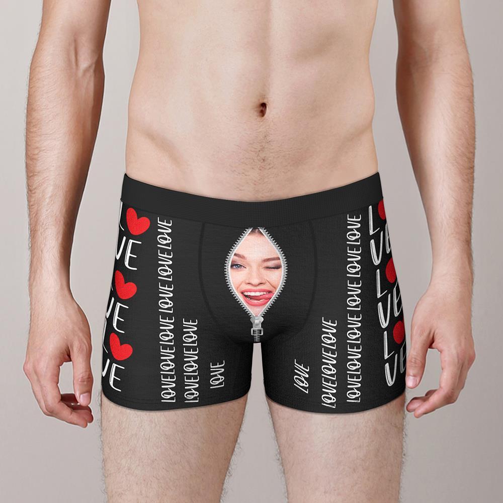 Custom Girlfriend Face Boxer Briefs Love You Valentine's Day Gift for Him - MyFaceBoxer