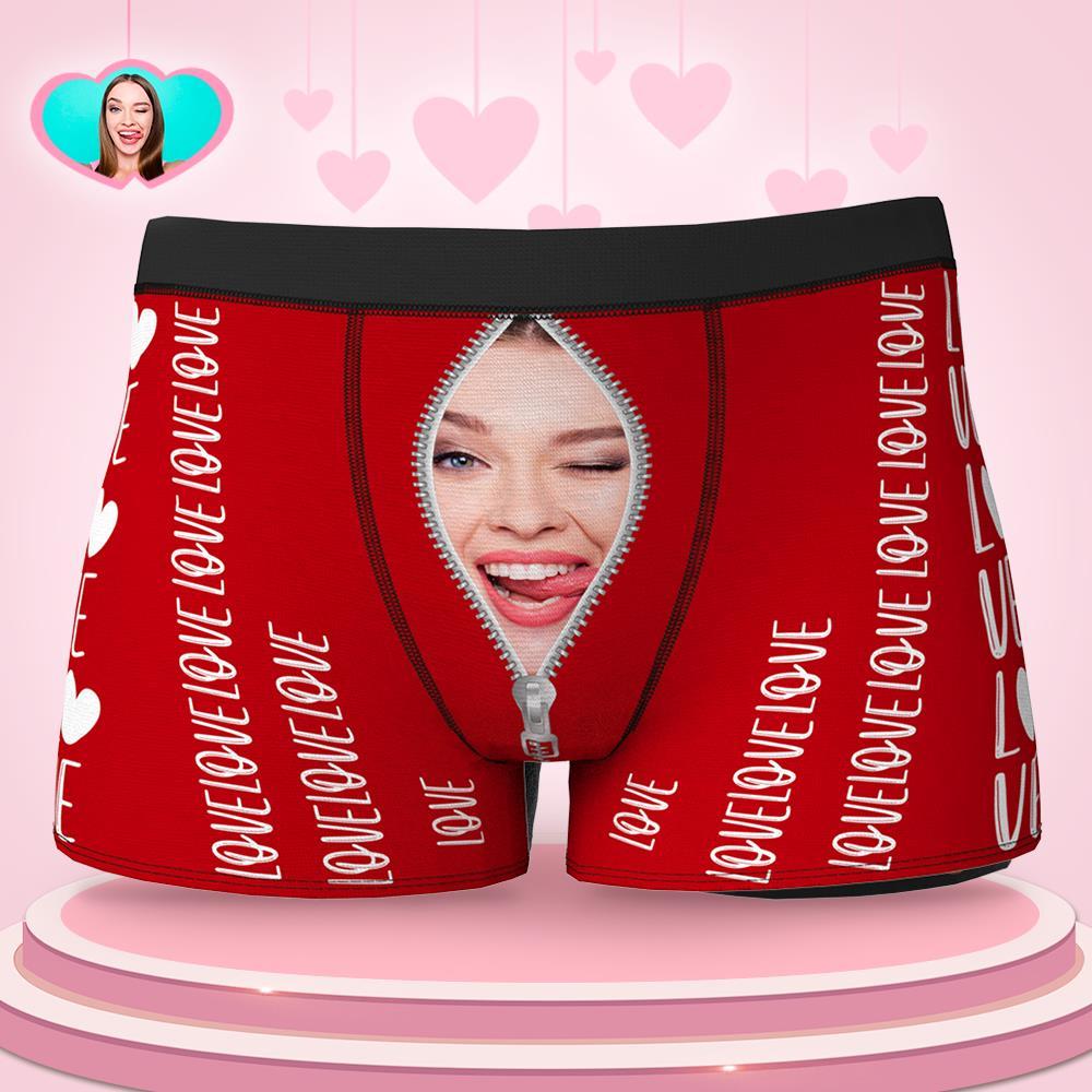 Custom Girlfriend Face Boxer Briefs Love You Valentine's Day Gift for Him - MyFaceBoxer