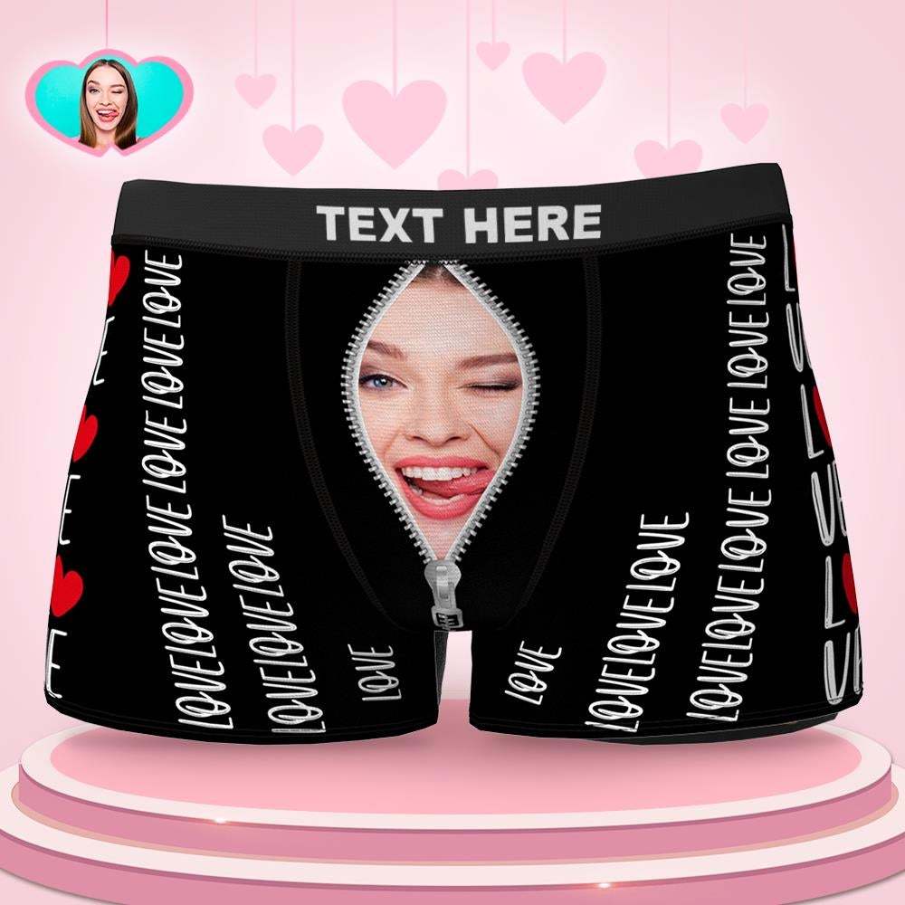 Custom Girlfriend Face Boxer Briefs Love You Valentine's Day Gift for Him - MyFaceBoxer