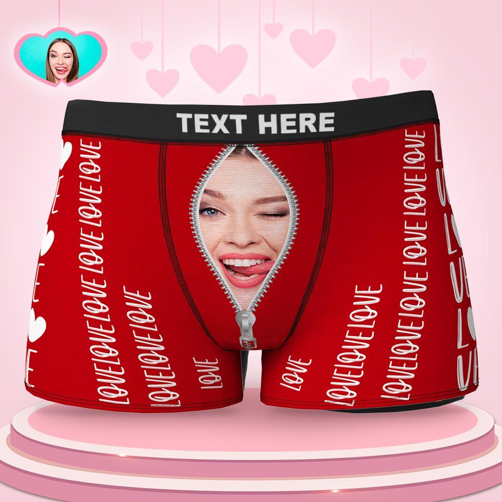 Custom Girlfriend Face Boxer Briefs Love You Valentine's Day Gift for Him - MyFaceBoxer