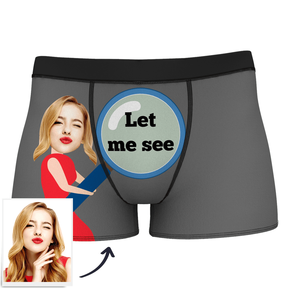 Men's Custom Face On Body Boxer Shorts - Let Me See - Funny Face Boxer - MyFaceBoxer