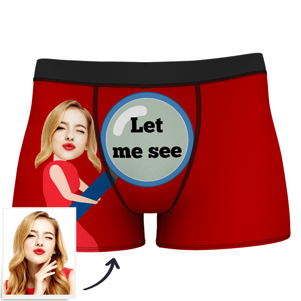 Men's Custom Face On Body Boxer Shorts - Let Me See - Funny Face Boxer - MyFaceBoxer