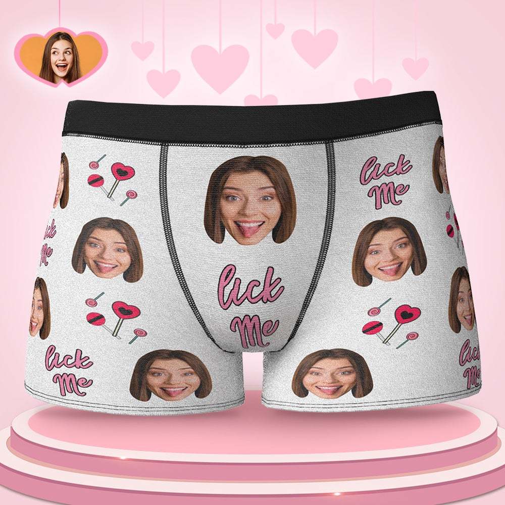 Custom Face Boxers Valentine's Day Gifts For Him - Lick Me - MyFaceBoxer