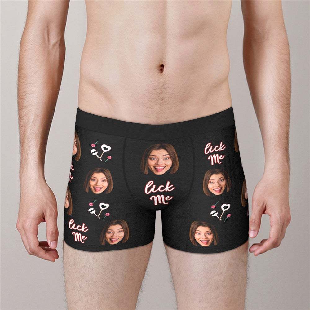 Custom Face Boxers Valentine's Day Gifts For Him - Lick Me - MyFaceBoxer