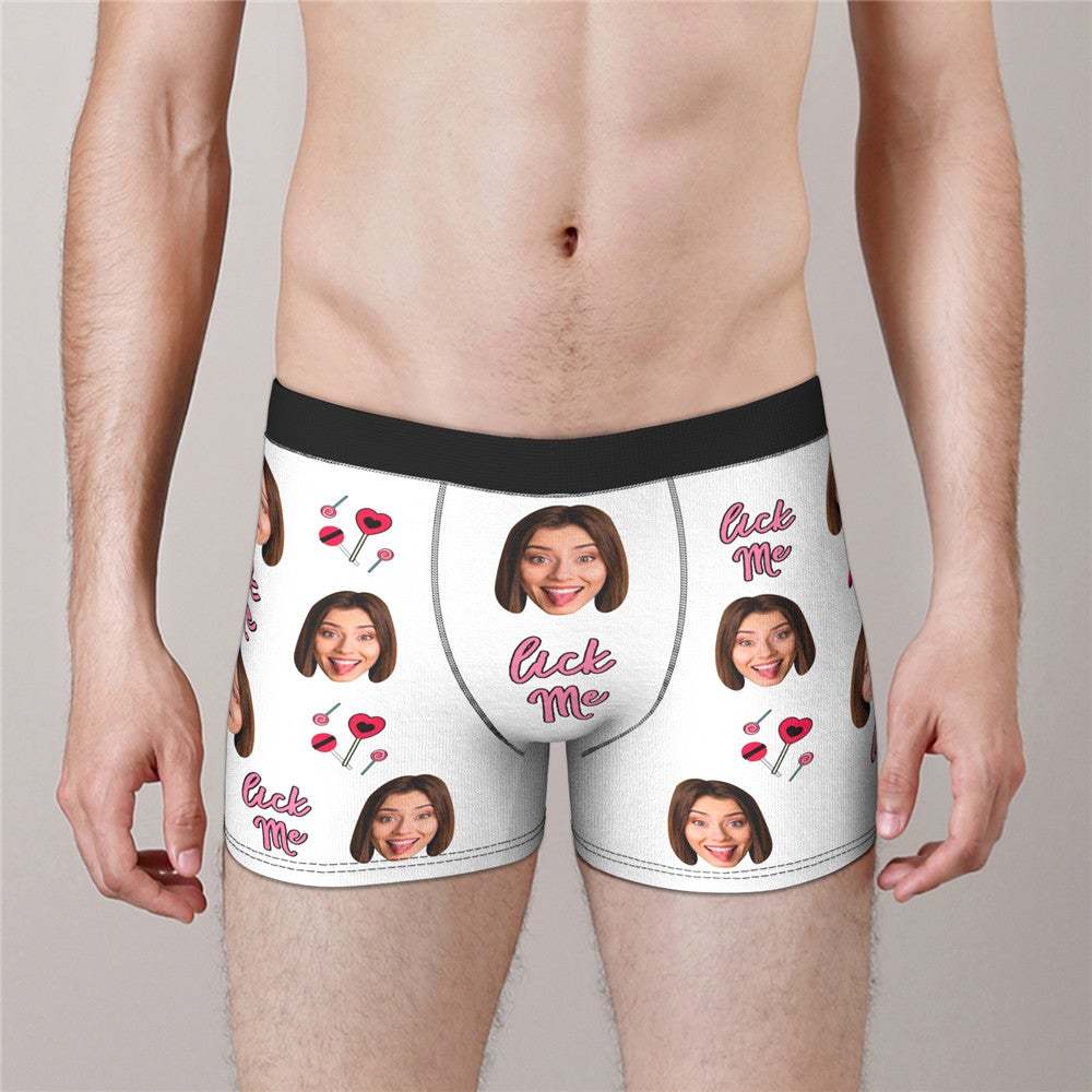 Custom Face Boxers Valentine's Day Gifts For Him - Lick Me - MyFaceBoxer