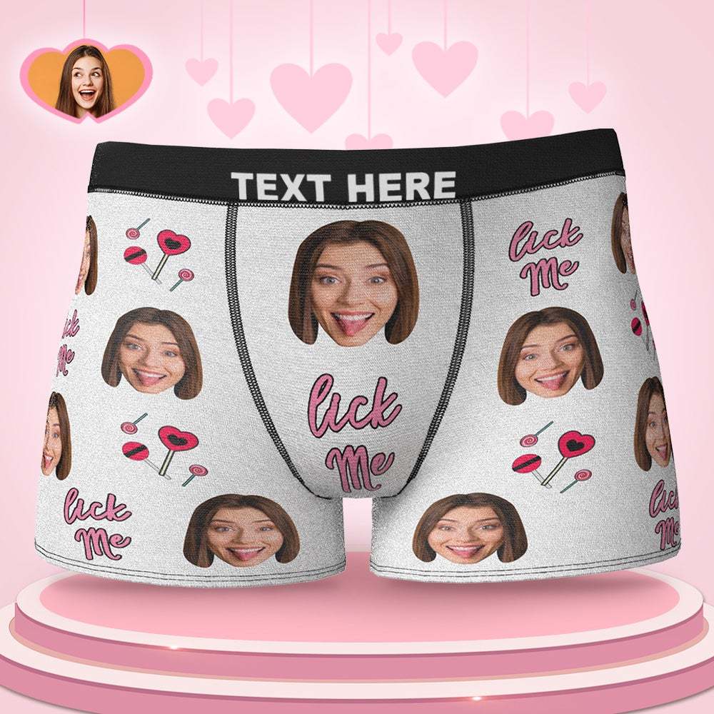 Custom Face Boxers Valentine's Day Gifts For Him - Lick Me - MyFaceBoxer