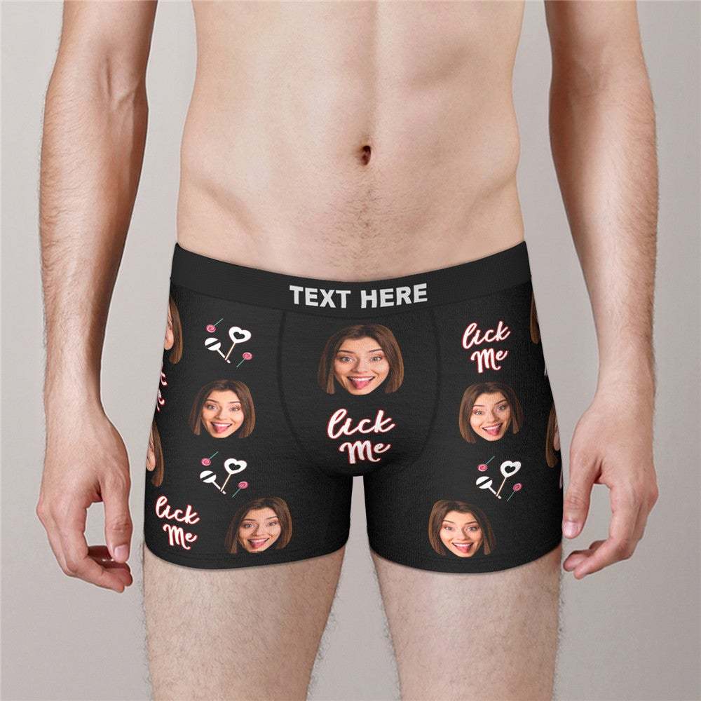 Custom Face Boxers Valentine's Day Gifts For Him - Lick Me - MyFaceBoxer