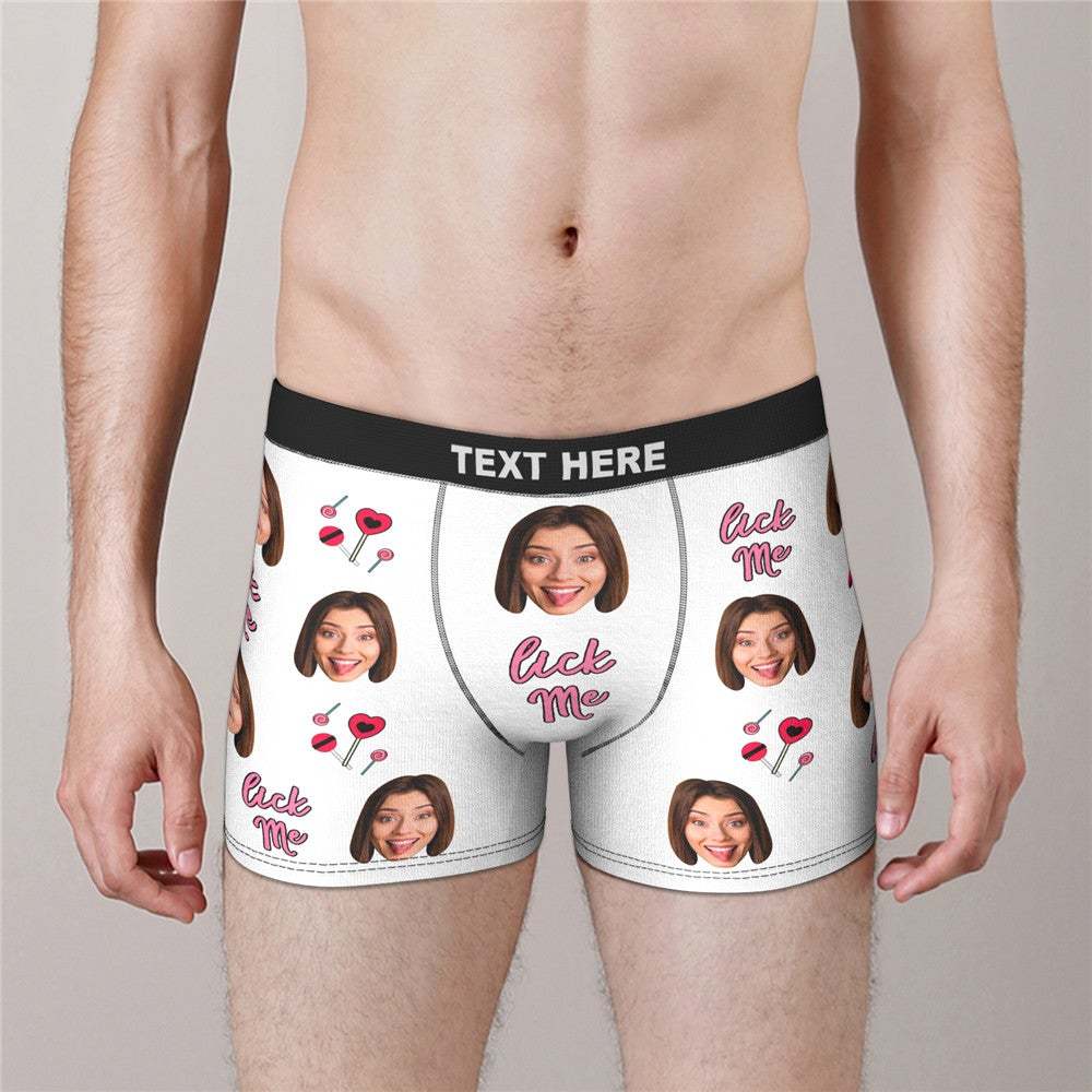 Custom Face Boxers Valentine's Day Gifts For Him - Lick Me - MyFaceBoxer