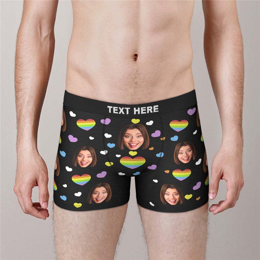 Custom Face Boxers Full of Colorful Hearts Valentine's Day Gifts For Him - MyFaceBoxer