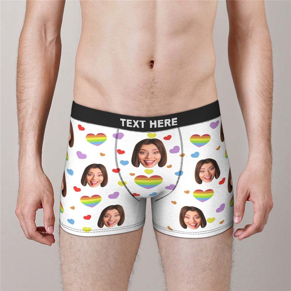 Custom Face Boxers Full of Colorful Hearts Valentine's Day Gifts For Him - MyFaceBoxer