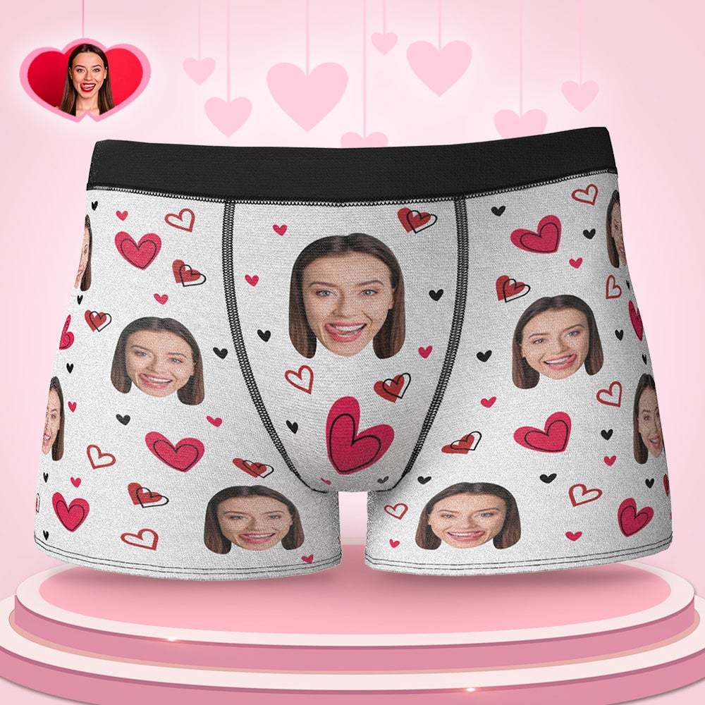 Custom Face Boxers Full of Heart Gifts For Boyfriend Wedding Gift - MyFaceBoxer
