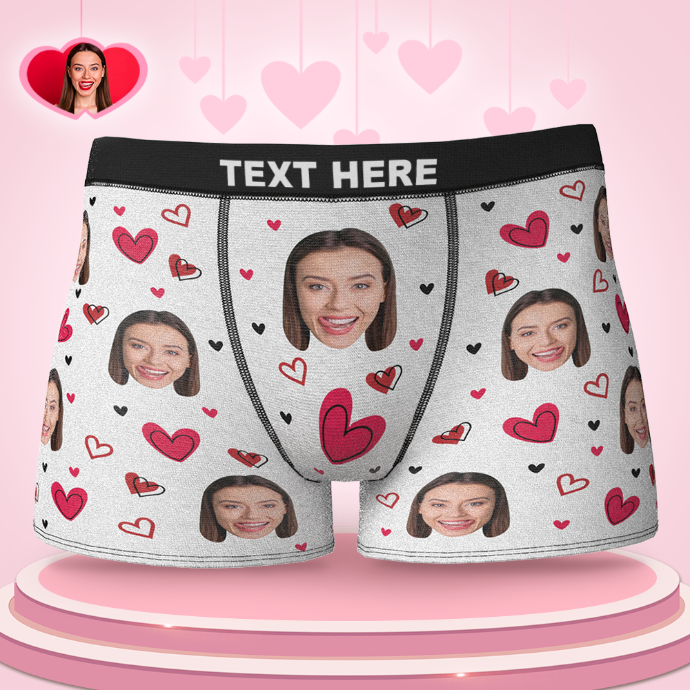 Custom Face Boxers Full of Heart Gifts For Boyfriend Wedding Gift - MyFaceBoxer