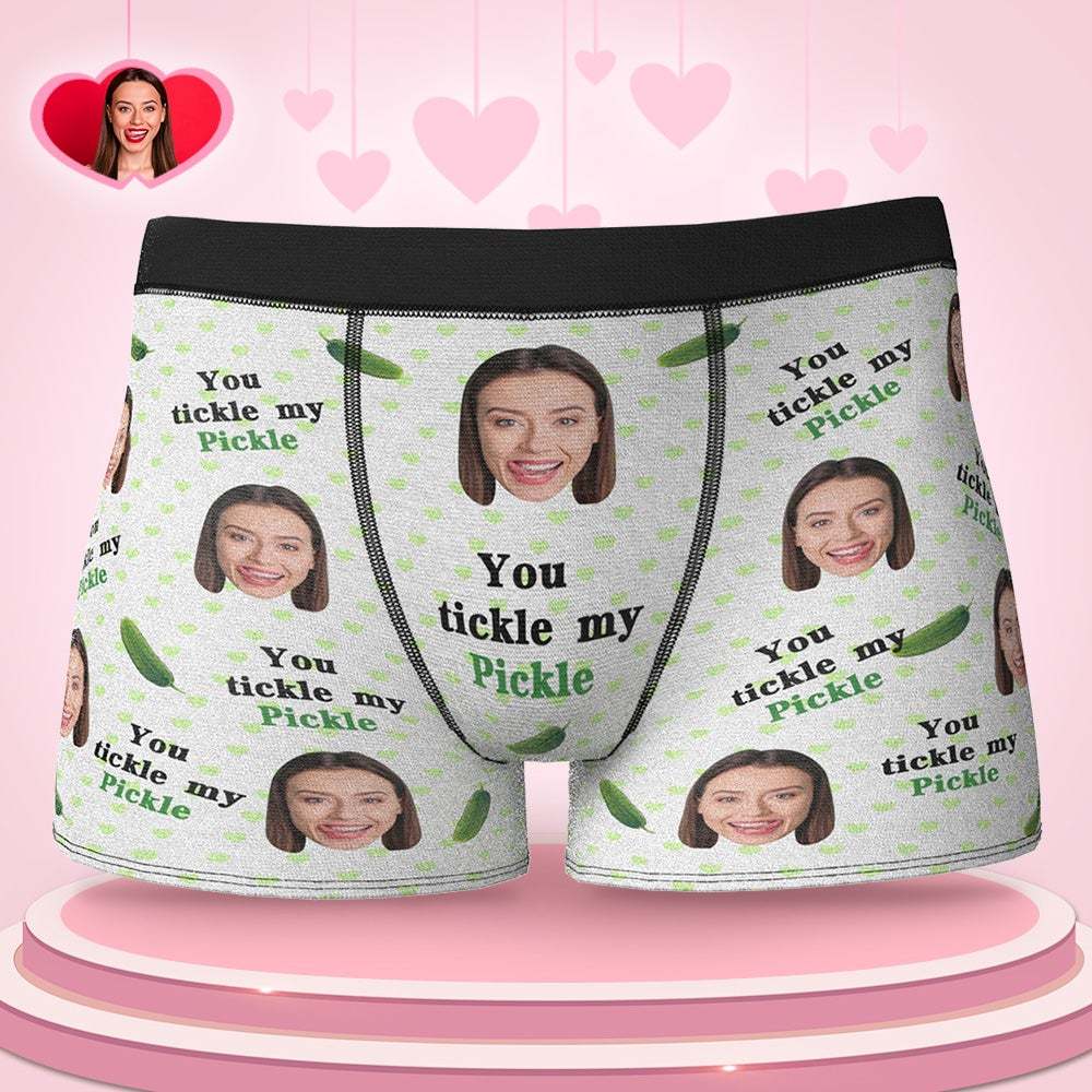 Custom Face Boxers Valentine's Day Gifts For Him - YOU TICKLE MY PICKLE - MyFaceBoxer