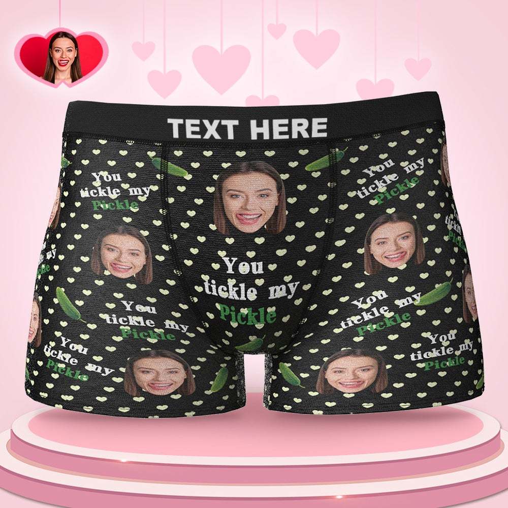 Custom Face Boxers Valentine's Day Gifts For Him - YOU TICKLE MY PICKLE - MyFaceBoxer