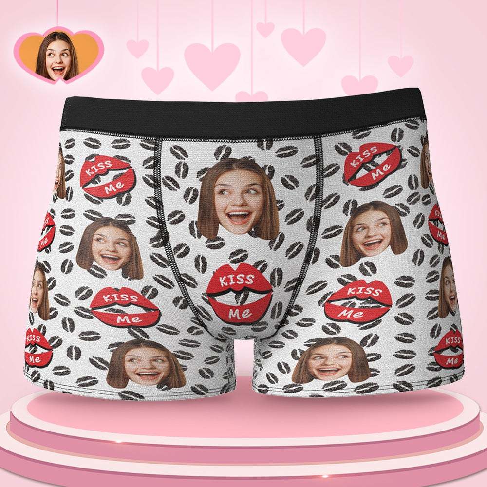 Custom Face Boxers Valentine's Day Gifts For Him - KISS ME - MyFaceBoxer
