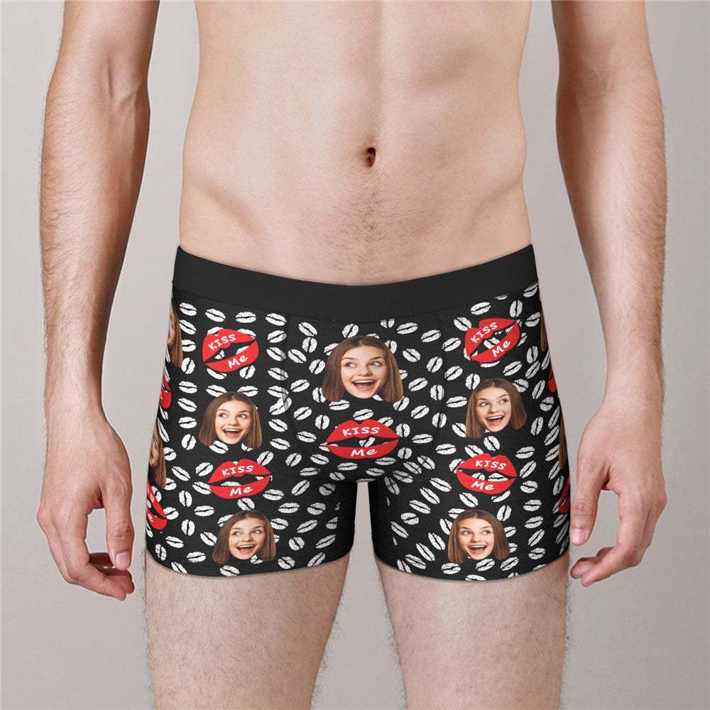 Custom Face Boxers Valentine's Day Gifts For Him - KISS ME - MyFaceBoxer