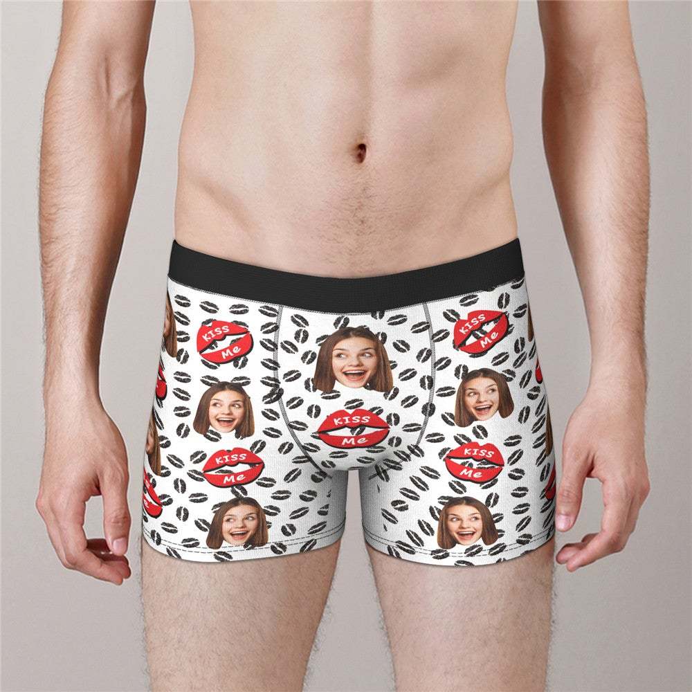 Custom Face Boxers Valentine's Day Gifts For Him - KISS ME - MyFaceBoxer