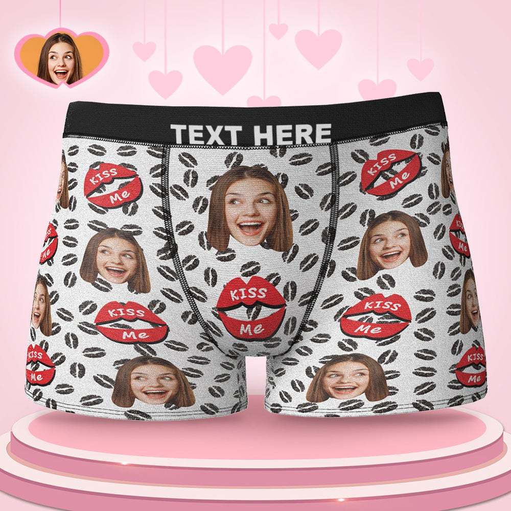 Custom Face Boxers Valentine's Day Gifts For Him - KISS ME - MyFaceBoxer