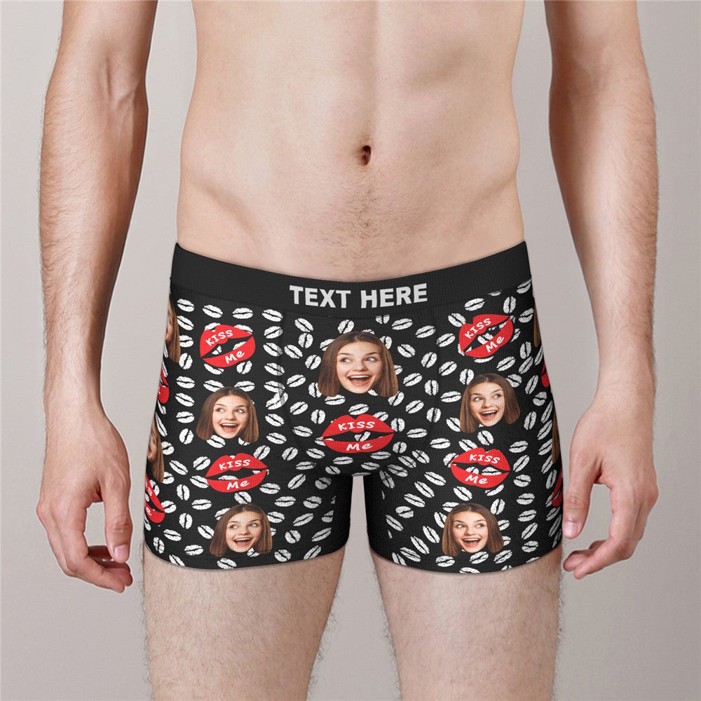 Custom Face Boxers Valentine's Day Gifts For Him - KISS ME - MyFaceBoxer
