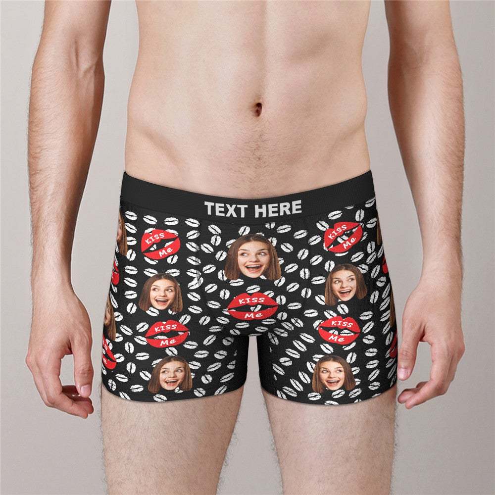 Custom Face Boxers Valentine's Day Gifts For Him - KISS ME - MyFaceBoxer