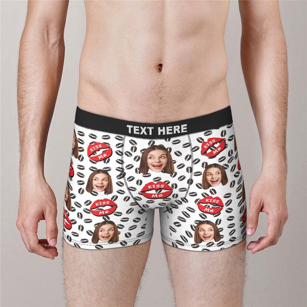 Custom Face Boxers Valentine's Day Gifts For Him - KISS ME - MyFaceBoxer