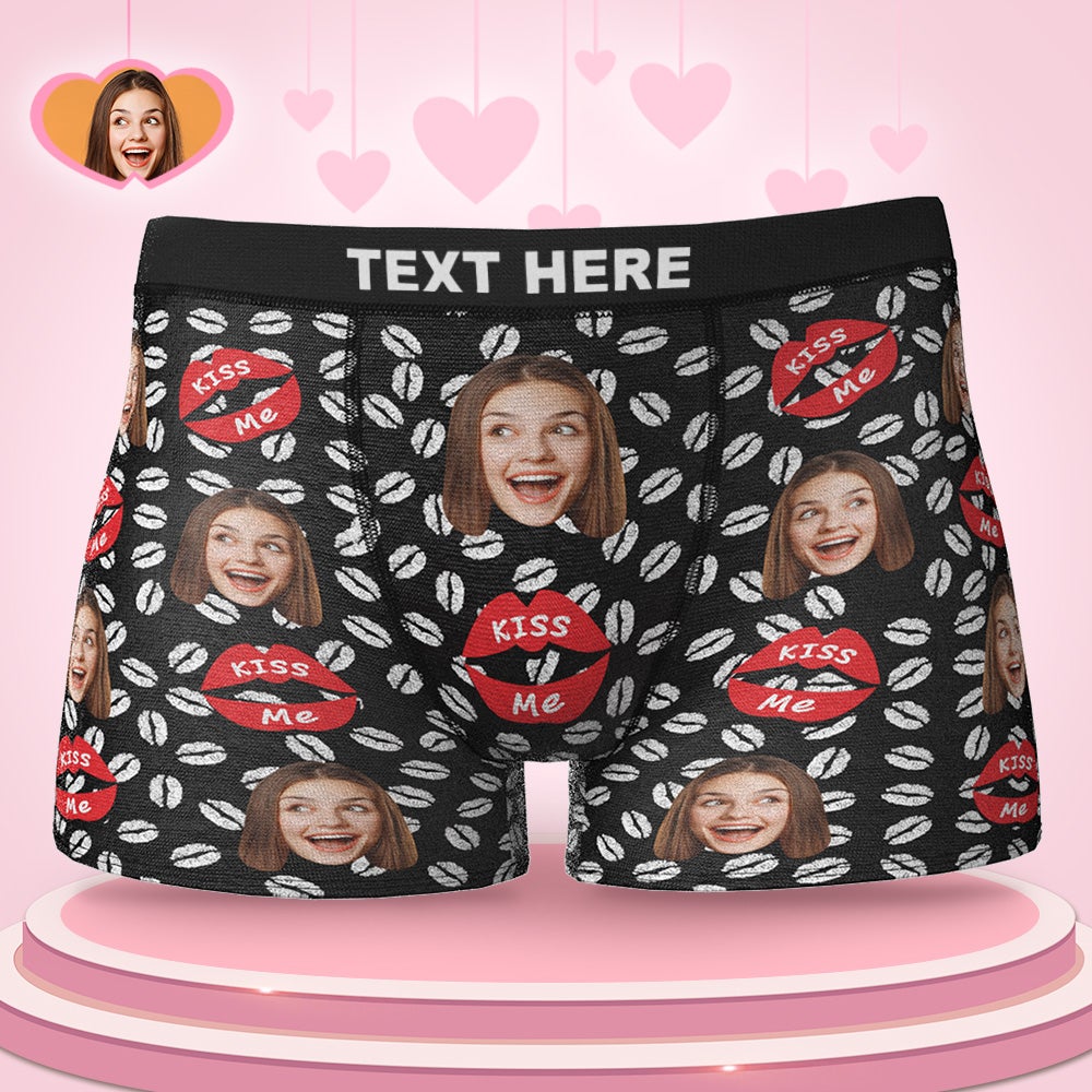 Custom Face Boxers Valentine's Day Gifts For Him - KISS ME - MyFaceBoxer