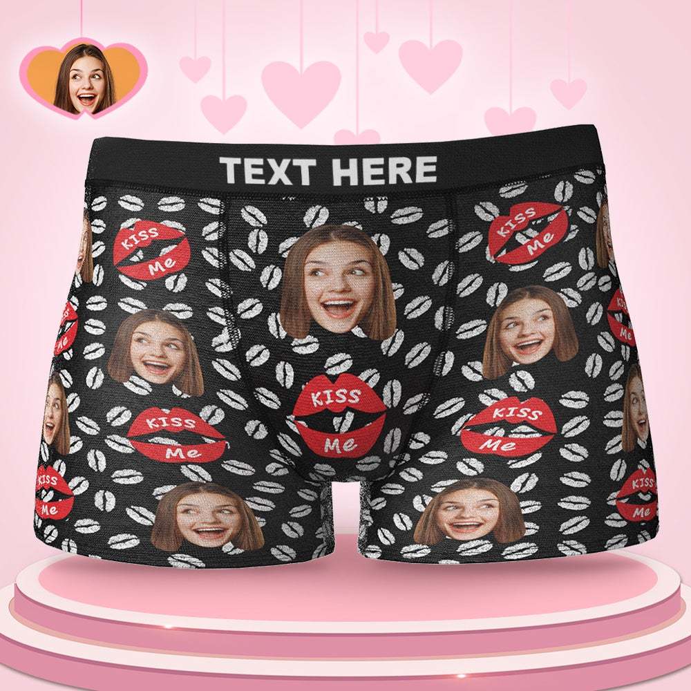 Custom Face Boxers Valentine's Day Gifts For Him - KISS ME - MyFaceBoxer