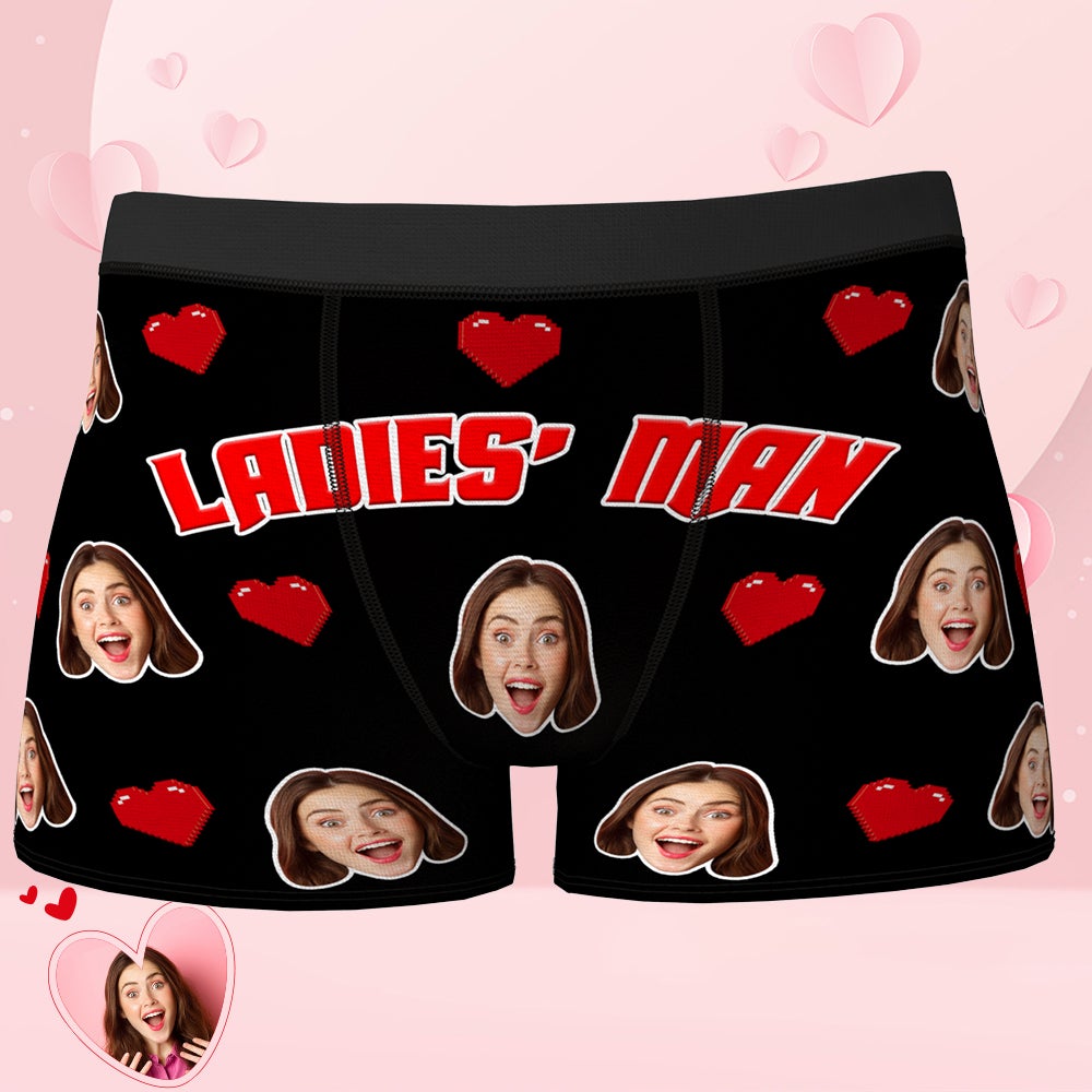 Valentine's Day Gift Custom Face Boxers add Picture Waistband Text Ladies' Man - MyFaceBoxer